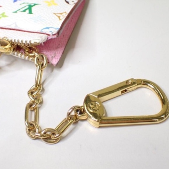 Authentic LOUIS VUITTON Monogram Multicolor Key Pouch White Litchi - Picture 6 of 8
